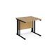 Maestro 25 straight desk 800mm x 800mm - black cable managed leg frame, oak top