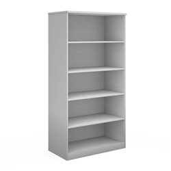 Deluxe bookcase 2000mm high with 4 shelves - white