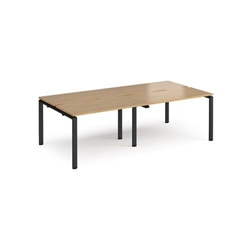 Adapt double back to back desks 2400mm x 1200mm - black frame, oak top