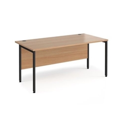 Maestro 25 straight desk 1600mm x 800mm - black H-frame leg, beech top