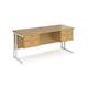 Maestro 25 straight desk 1600mm x 600mm with two x 2 drawer pedestals - white cantilever leg frame, oak top