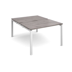 Adapt sliding top back to back desks 1200mm x 1600mm - white frame, grey oak top