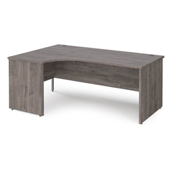 Maestro 25 left hand ergonomic desk 1800mm wide - grey oak top with panel end leg