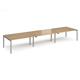 Adapt triple back to back desks 4800mm x 1200mm - silver frame, oak top