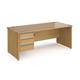 Contract 25 straight desk with 3 drawer silver pedestal and panel leg 1800mm x 800mm - oak