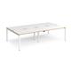 Adapt double back to back desks 2800mm x 1600mm - white frame, white top with oak edging