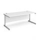 Contract 25 straight desk with silver cantilever leg 1800mm x 800mm - white top