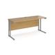 Maestro 25 straight desk 1600mm x 600mm - silver cantilever leg frame, oak top