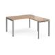 Adapt desk 1400mm x 800mm with 800mm return desk - silver frame, beech top