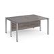 Maestro 25 back to back straight desks 1600mm x 1200mm - silver bench leg frame, grey oak top
