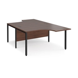 Maestro 25 back to back ergonomic desks 1400mm deep - black bench leg frame, walnut top
