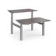 Elev8 Touch sit-stand back-to-back desks 1200mm x 1650mm - silver frame, grey oak top