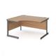 Contract 25 left hand ergonomic desk with graphite cantilever leg 1400mm - beech top