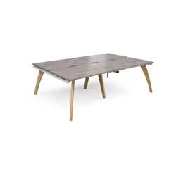 Fuze double back to back desks 2400mm x 1600mm with oak legs - white underframe, grey oak top