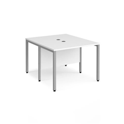 Maestro 25 back to back straight desks 1000mm x 1200mm - silver bench leg frame, white top