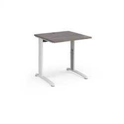 TR10 height settable straight desk 800mm x 800mm - white frame, grey oak top