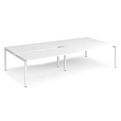 Adapt sliding top double back to back desks 3200mm x 1600mm - white frame, white top