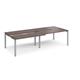 Adapt sliding top double back to back desks 2800mm x 1200mm - silver frame, walnut top