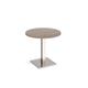 Brescia circular dining table with flat square brushed steel base 800mm - barcelona walnut