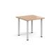 Rectangular white radial leg meeting table 800mm x 800mm - beech