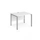 Maestro 25 straight desk 800mm x 800mm - silver bench leg frame, white top