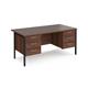 Maestro 25 straight desk 1600mm x 800mm with two x 3 drawer pedestals - black H-frame leg, walnut top