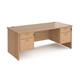 Maestro 25 straight desk 1800mm x 800mm with two x 2 drawer pedestals - beech top with panel end leg