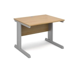 Vivo straight desk 1000mm x 800mm - silver frame, oak top