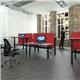 Elev8 Touch sit-stand back-to-back desks 1600mm x 1650mm - silver frame, walnut top