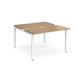 Adapt sliding top back to back desks 1200mm x 1200mm - white frame, oak top