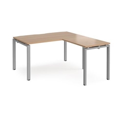 Adapt desk 1400mm x 800mm with 800mm return desk - silver frame, beech top