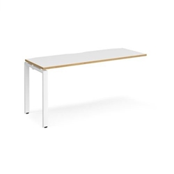 Adapt add on unit single 1600mm x 600mm - white frame, white top with oak edging