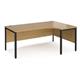Maestro 25 right hand ergonomic desk 1800mm wide - black bench leg frame, oak top