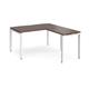 Adapt desk 1400mm x 800mm with 800mm return desk - white frame, walnut top