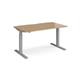 Elev8 Touch straight sit-stand desk 1400mm x 800mm - silver frame, oak top