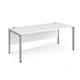 Maestro 25 straight desk 1800mm x 800mm - silver bench leg frame, white top