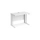 Maestro 25 straight desk 1000mm x 600mm - white cable managed leg frame, white top