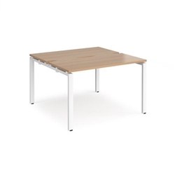 Adapt back to back desks 1200mm x 1200mm - white frame, beech top