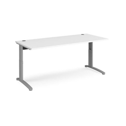 TR10 height settable straight desk 1800mm x 800mm - silver frame, white top
