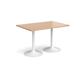 Genoa rectangular dining table with white trumpet base 1200mm x 800mm - beech