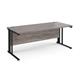 Maestro 25 straight desk 1800mm x 800mm - black cable managed leg frame, grey oak top
