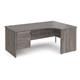Maestro 25 right hand ergonomic desk 1800mm wide with 3 drawer pedestal - grey oak top with panel end leg