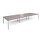 Adapt sliding top triple back to back desks 4800mm x 1600mm - silver frame, grey oak top