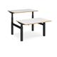 Elev8 Touch sit-stand back-to-back desks 1200mm x 1650mm - black frame, white top with oak edge