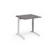 TR10 height settable straight desk 800mm x 800mm - white frame, grey oak top