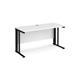 Maestro 25 straight desk 1400mm x 600mm - black cable managed leg frame, white top