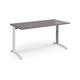 TR10 height settable straight desk 1600mm x 800mm - white frame, grey oak top