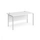 Contract 25 straight desk with silver H-Frame leg 1400mm x 800mm - white top