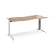 TR10 height settable straight desk 1800mm x 800mm - white frame, beech top