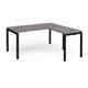 Adapt desk 1600mm x 800mm with 800mm return desk - black frame, grey oak top